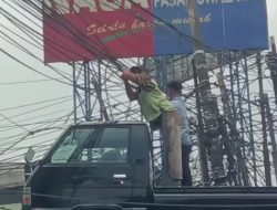 Lihat Nih, Kabel Semrawut di Jalan Sultan Agung Bikin Mobil Ini Tersangkut