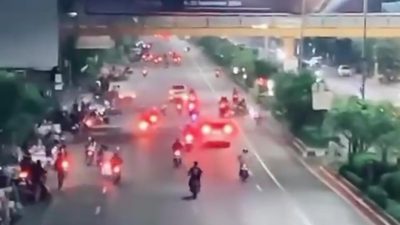 Kebut-kebutan Motor di Jalan Ahmad Yani Berujung Kecelakaan