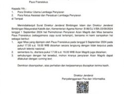 Kemenag Imbau Televisi Siarkan Azan Running Text Selama Misa Paus Fransiskus
