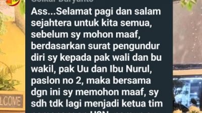 Viral, Ketua Tim Pemenangan Uu-Nurul Pamit Mundur
