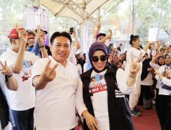 Siti Qomariyah Totalitas Dukung BN Holik-Faizal Lewat Senam Sehat