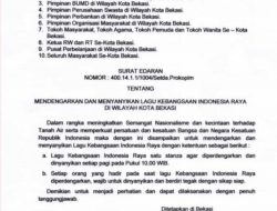 Wakil Wali Kota Bekasi Teken Surat Edaran Wali Kota Bekasi Menyanyi dan Mendengarkan Lagu Indonesia Raya Setiap Pukul 10.00