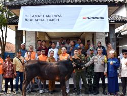 Produsen Ban Hankook Tire Salurkan Hewan Kurban di Desa Cicau Cikarang