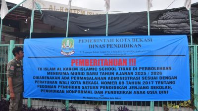 Disdik Kota Bekasi Larang Al Kareem Islamic School Terima Murid Baru TA 2025/2026