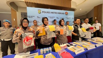 Satresnarkoba Polres Metro Bekasi Bongkar Jaringan Besar Obat Keras Ilegal, Amankan 21 Tersangka