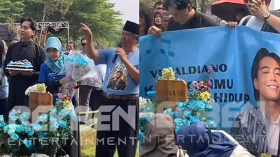 Vidi Aldiano ‘Tetap Hidup’, Ribuan Fans Datangi Makam di Hari Ulang Tahunnya dengan Kostum Warna Biru
