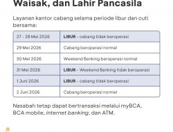 Jadwal Operasional BCA pada Libur dan Cuti Bersama Iduladha, Waisak, dan Hari Lahir Pancasila 2026
