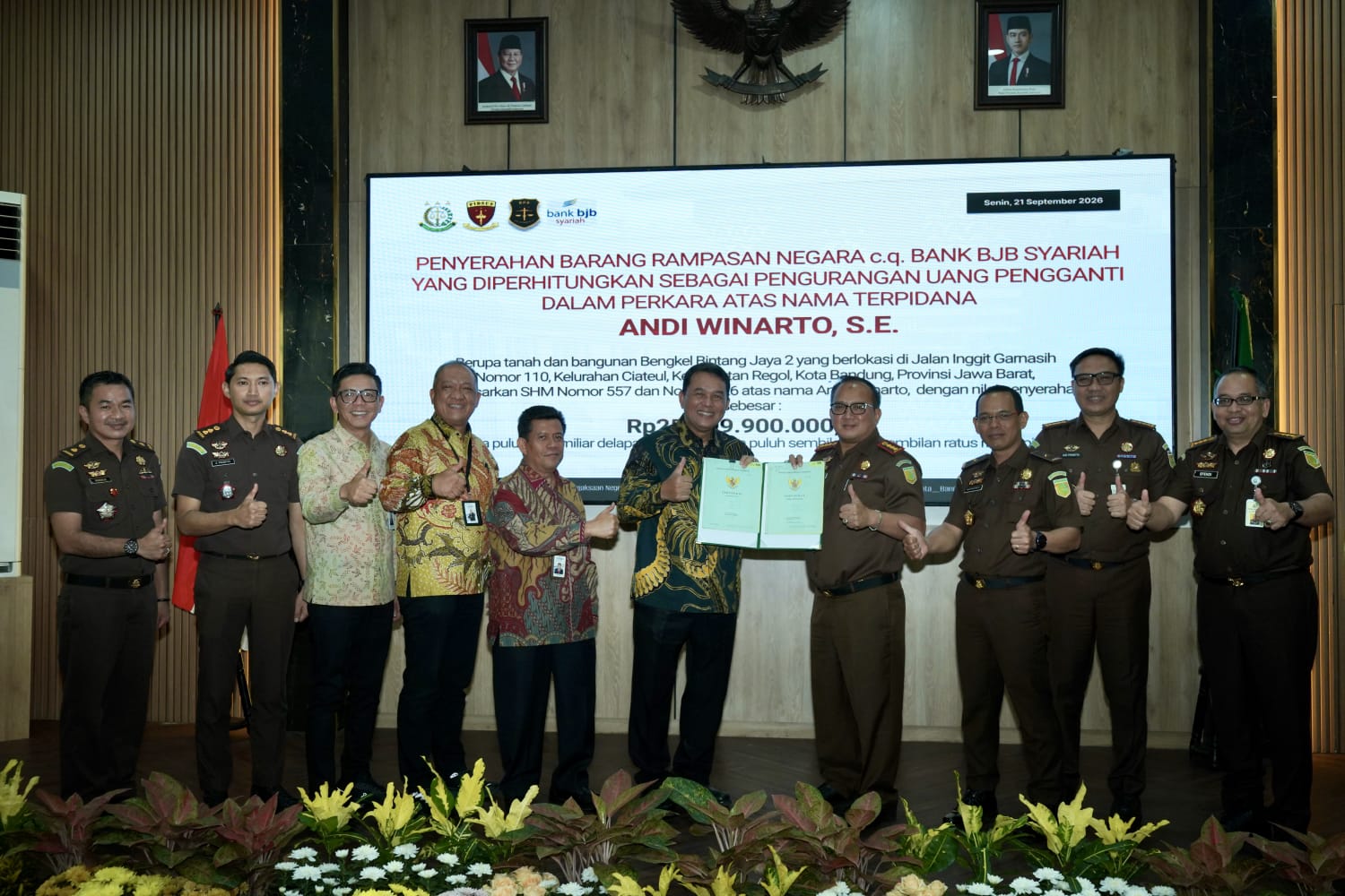 bank bjb syariah Terima Penyerahan Aset Senilai Rp25,9 Miliar dari Kejaksaan 