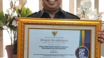 Disperkimtan Kabupaten Bekasi Raih Penghargaan Pengelolaan Pengaduan Pelayanan Publik Terbaik